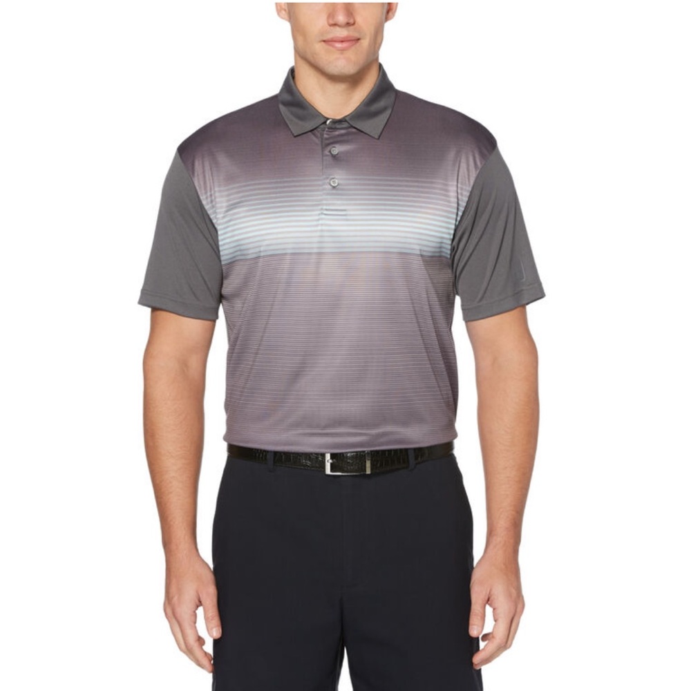 PGA TOUR APPAREL Ombre Fade Chest Print Short Sleeve Golf Polo Shirt - Picture 1 of 14